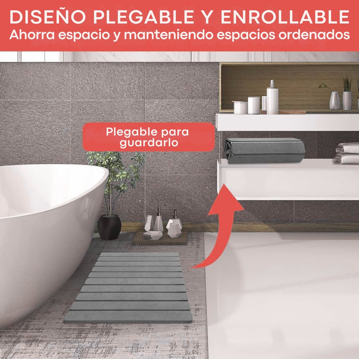 Alfombra de diatomita 39×60 cm plegable – Antideslizante y secado rápido