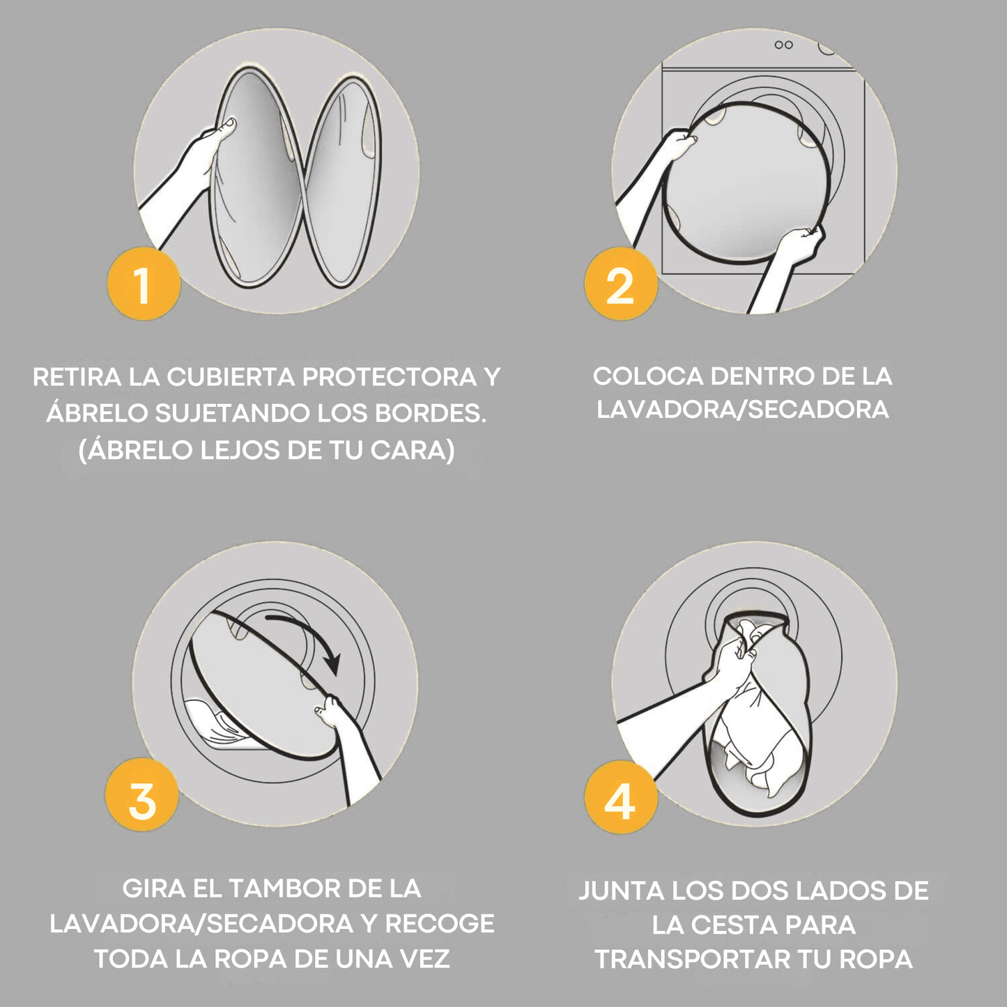 Cesta de Lavandería Plegable Redonda – Práctica, Compacta y con Diseño Ergonómico - Homanage