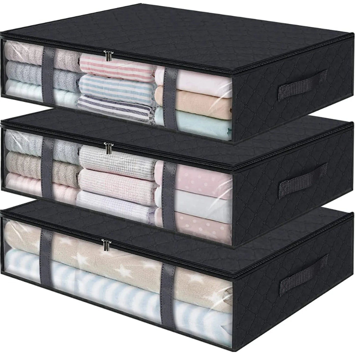 Contenedores Plegables de Almacenaje Bajo la Cama – Con Ventana Transparente para Juguetes, Ropa y Organización de Armarios - Homanage