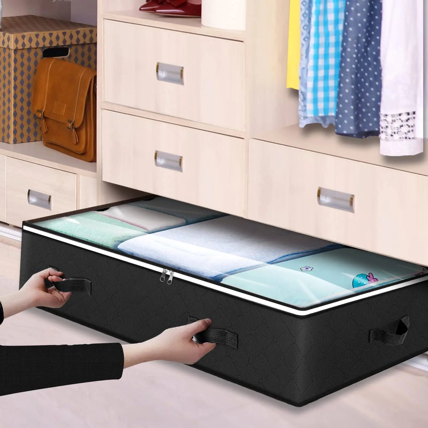 Contenedores Plegables de Almacenaje Bajo la Cama – Con Ventana Transparente para Juguetes, Ropa y Organización de Armarios - Homanage