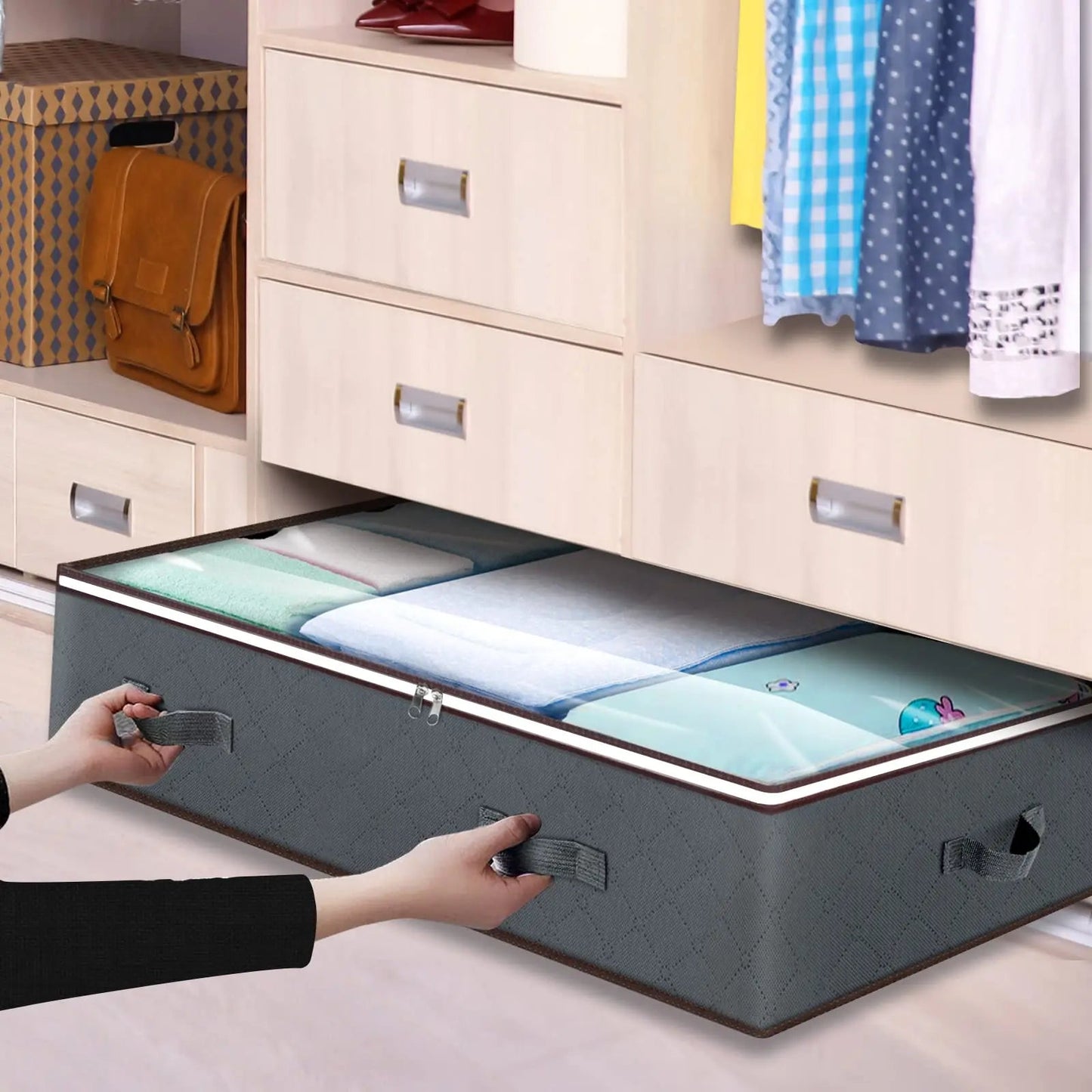 Contenedores Plegables de Almacenaje Bajo la Cama – Con Ventana Transparente para Juguetes, Ropa y Organización de Armarios - Homanage