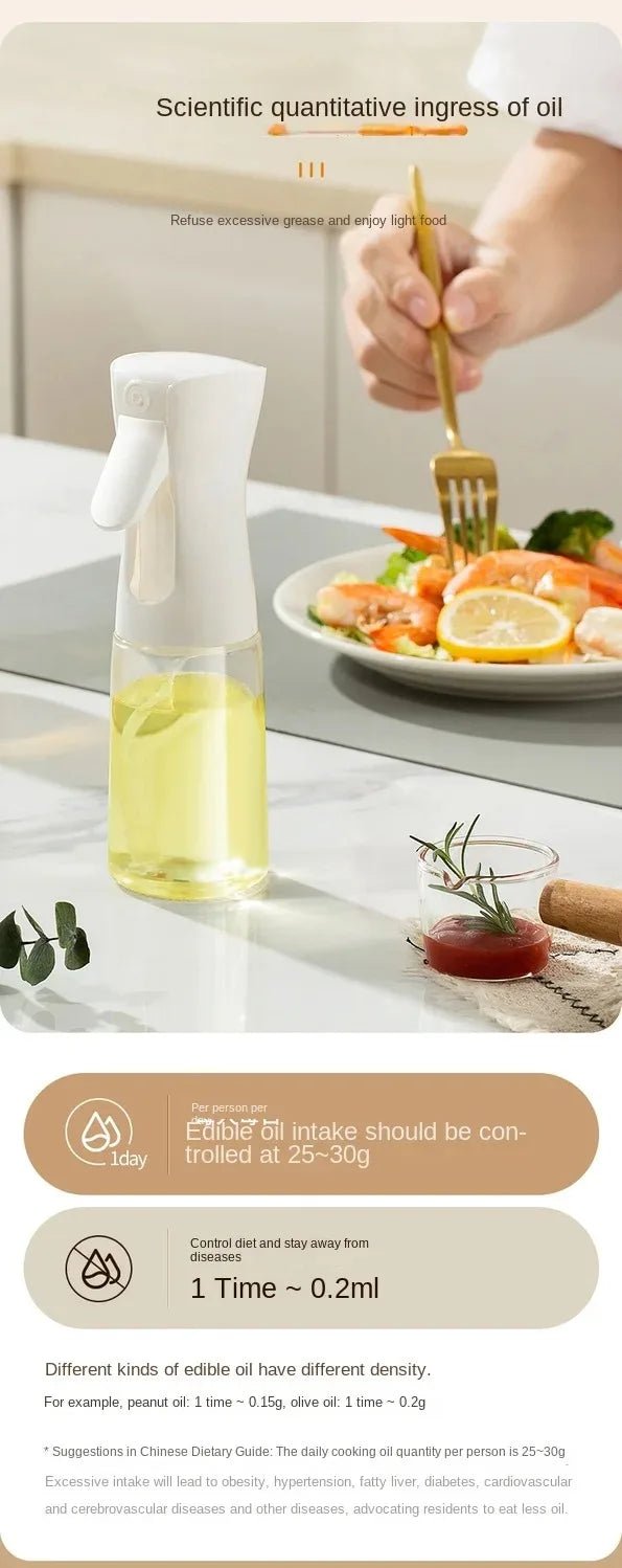 Pulverizador de Aceite 200/300/500ml – Botella Reutilizable para Cocina, Freidora de Aire y Aderezos - Homanage