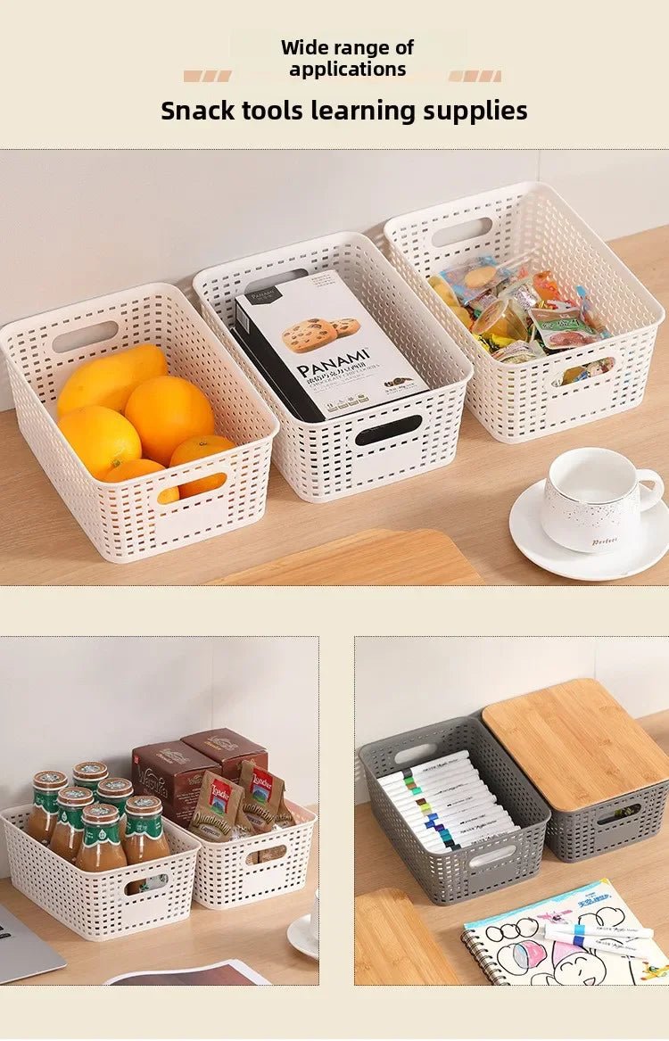 Set de 3 Cajas de Almacenaje con Tapa de Bambú – Plástico Reciclado, Apilables para Hogar y Oficina - Homanage