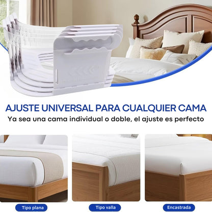 Sujeta sabanas bajeras esquina – Set 4 soportes resistentes ajustables para todo tipo de camas
