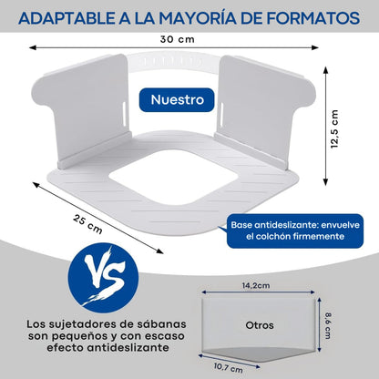 Sujeta sabanas bajeras esquina – Set 4 soportes resistentes ajustables para todo tipo de camas
