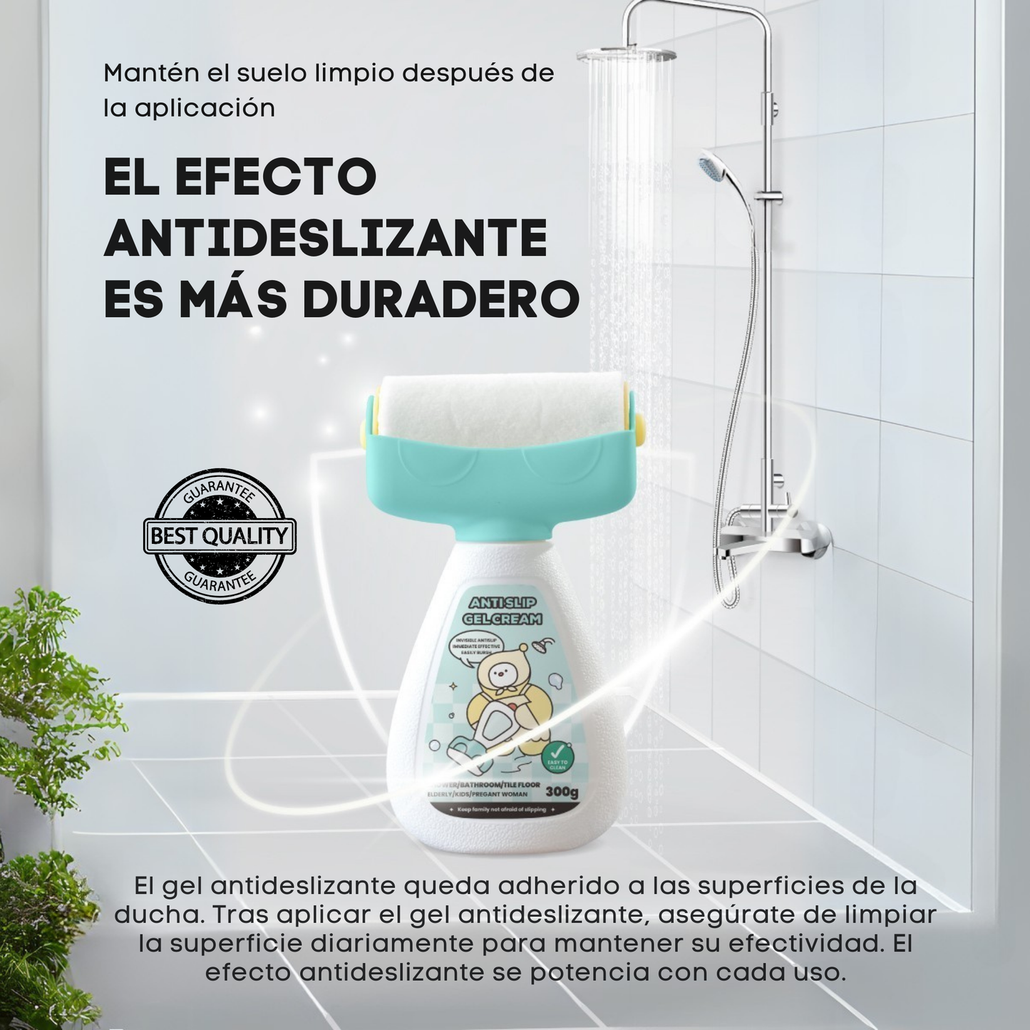Gel Antideslizante Transparente para Bañeras, Duchas y Piscinas
