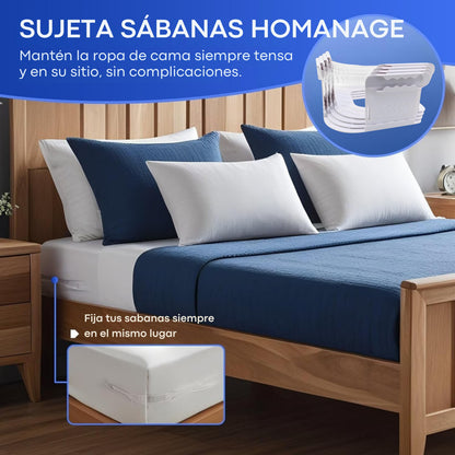 Sujeta sabanas bajeras esquina – Set 4 soportes resistentes ajustables para todo tipo de camas