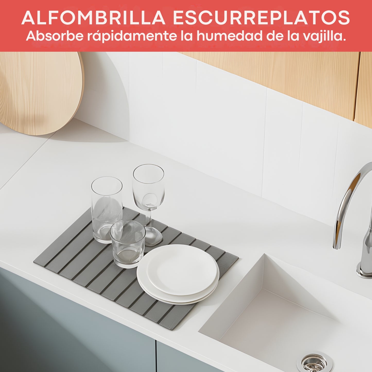 Alfombra de diatomita 39×60 cm plegable – Antideslizante y secado rápido