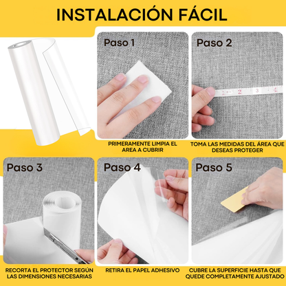 Protector de sofá para gatos y perros transparente XXL 45×500 cm – Película antiarañazos autoadhesiva recortable con kit de montaje