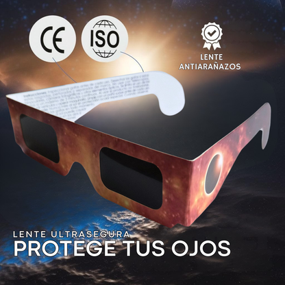 Pack 2 Gafas Eclipse Solar homologadas y certificadas ISO 12312-2 – CE | Visión Segura del Sol y Tránsitos. Eclipse Total 2026