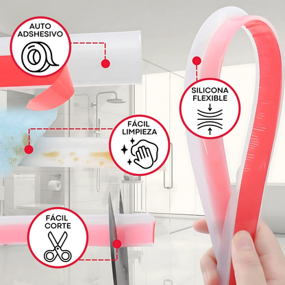 Barrera de Agua para Ducha 140 cm – Perfil de Silicona TPR (Blanco)