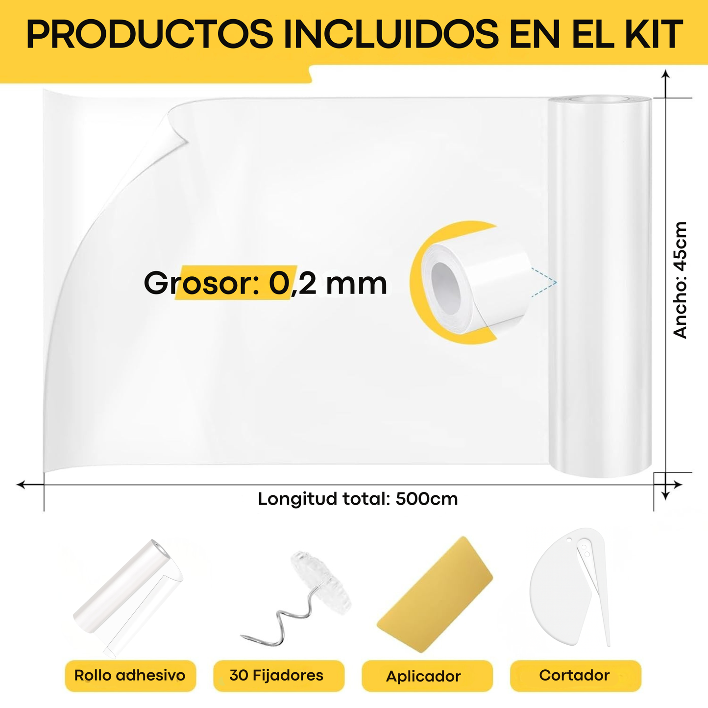 Protector de sofá para gatos y perros transparente XXL 45×500 cm – Película antiarañazos autoadhesiva recortable con kit de montaje