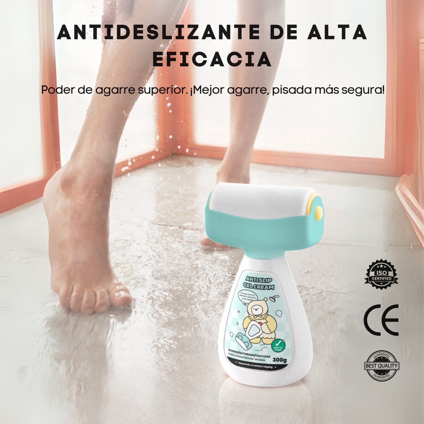 Gel Antideslizante Transparente para Bañeras, Duchas y Piscinas