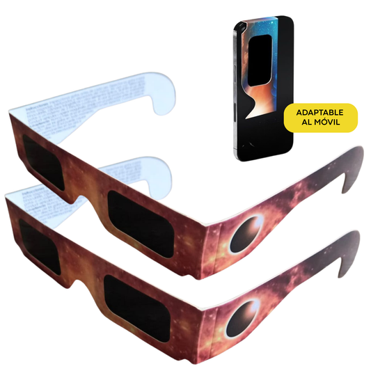 Pack 2 Gafas Eclipse Solar homologadas y certificadas ISO 12312-2 – CE | Visión Segura del Sol y Tránsitos. Eclipse Total 2026