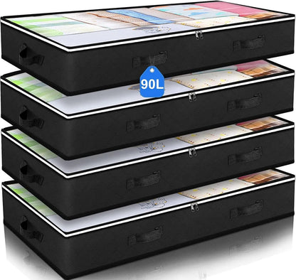 Contenedores Plegables de Almacenaje Bajo la Cama – Con Ventana Transparente para Juguetes, Ropa y Organización de Armarios - Homanage