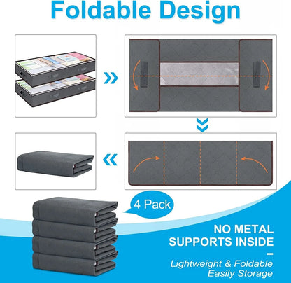 Contenedores Plegables de Almacenaje Bajo la Cama – Con Ventana Transparente para Juguetes, Ropa y Organización de Armarios - Homanage