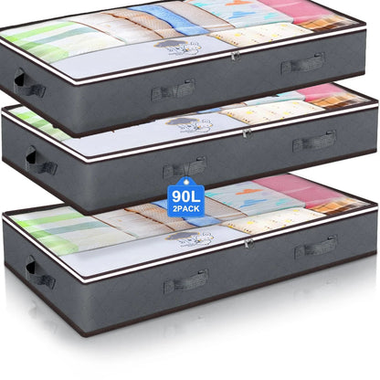 Contenedores Plegables de Almacenaje Bajo la Cama – Con Ventana Transparente para Juguetes, Ropa y Organización de Armarios - Homanage