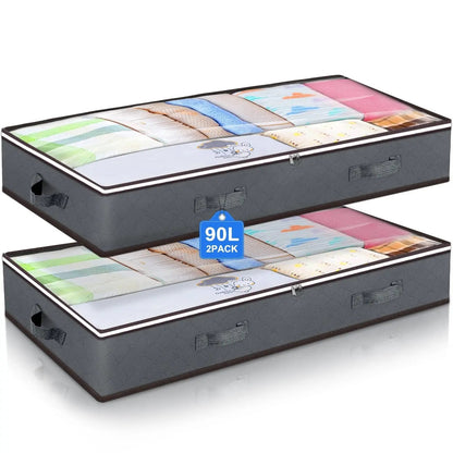 Contenedores Plegables de Almacenaje Bajo la Cama – Con Ventana Transparente para Juguetes, Ropa y Organización de Armarios - Homanage