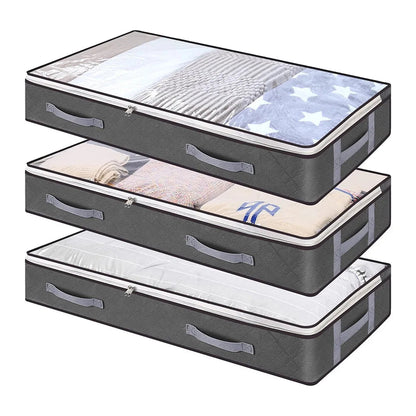 Contenedores Plegables de Almacenaje Bajo la Cama – Con Ventana Transparente para Juguetes, Ropa y Organización de Armarios - Homanage