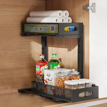 Estante Extensible de Acero para Cocina o Baño (29,5–43 cm) – 2 Niveles Deslizantes y Antióxido - Homanage