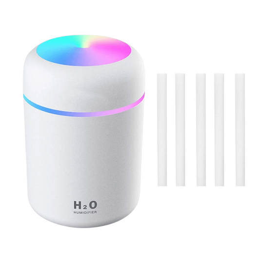 Mini Humidificador Ultrasónico 300ml con Luz LED Multicolor – Silencioso, USB, Difusor de Aromas Portátil para Hogar, Oficina, Coche y Viajes - Homanage