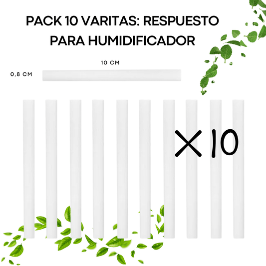 Pack de 10 Varillas de Repuesto para Humidificador – Filtros de Algodón Compatibles con Mini Humidificadores USB - Homanage