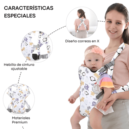 Porteador Ergonómico para Bebés Recién Nacidos y Niños | 4 en 1 Ajustable y Transpirable | Desde 0 hasta 36 Meses - Homanage