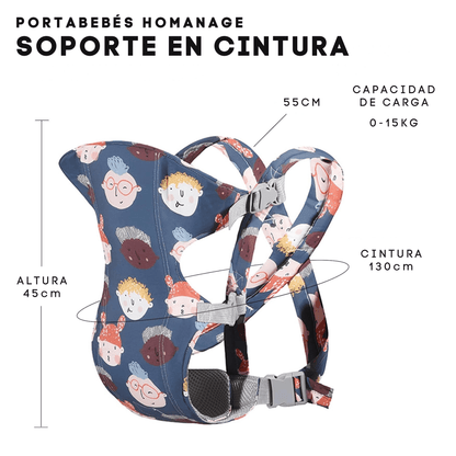 Porteador Ergonómico para Bebés Recién Nacidos y Niños | 4 en 1 Ajustable y Transpirable | Desde 0 hasta 36 Meses - Homanage