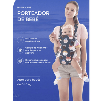 Porteador Ergonómico para Bebés Recién Nacidos y Niños | 4 en 1 Ajustable y Transpirable | Desde 0 hasta 36 Meses - Homanage