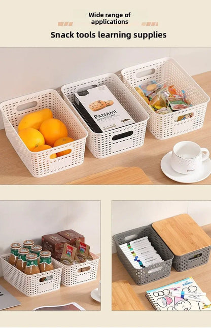 Set de 3 Cajas de Almacenaje con Tapa de Bambú – Plástico Reciclado, Apilables para Hogar y Oficina - Homanage